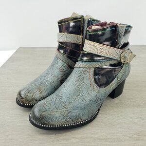L'Artiste By Spring Step Zhamsha-Shine Women's Leather Boots Size 8 EUC 38 NWOB